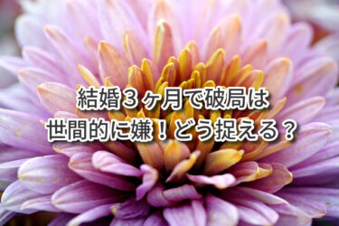 結婚３ヶ月で破局は世間的に嫌！どう捉える？